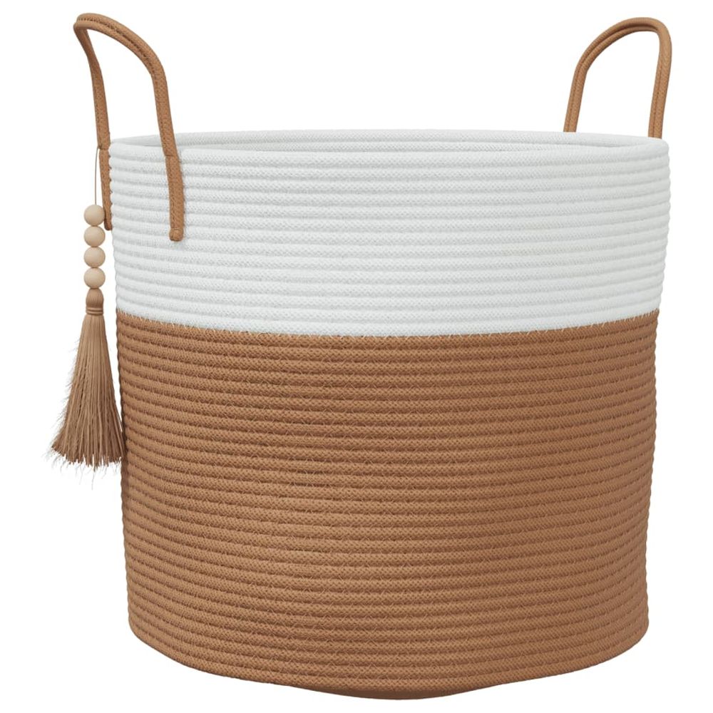 Storage Basket Brown and White Cotton 40x35cm