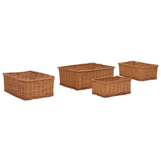 4 Piece Nesting Basket Set Brown Willow