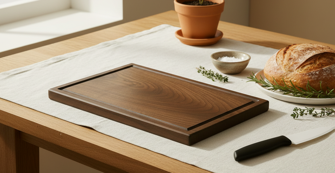 Walnut Chopping Board with Juice Groove - Apex Bespoke Carpentry