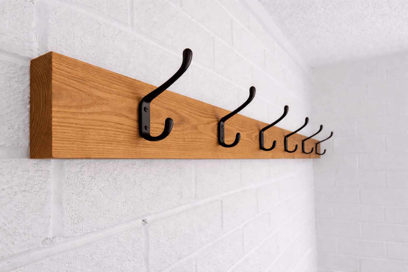 Wooden Coat Rack Medium Oak with Customisable Hooks - Apex Bespoke Carpentry