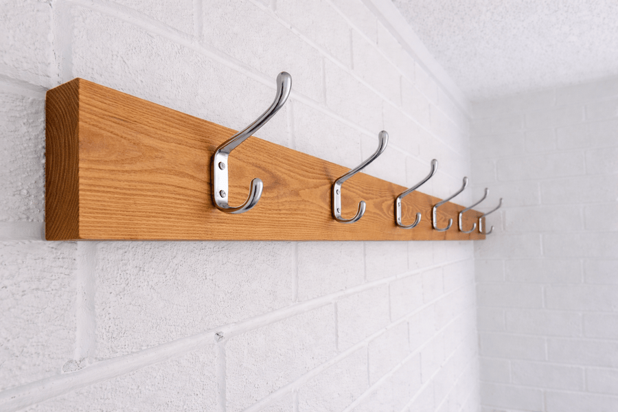Wooden Coat Rack Medium Oak with Customisable Hooks - Apex Bespoke Carpentry