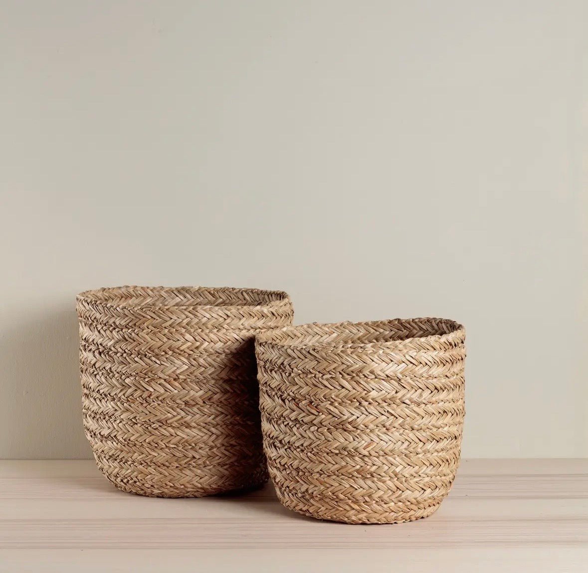 Woven Seagrass Storage Baskets | Set of 2 - Apex Bespoke Carpentry